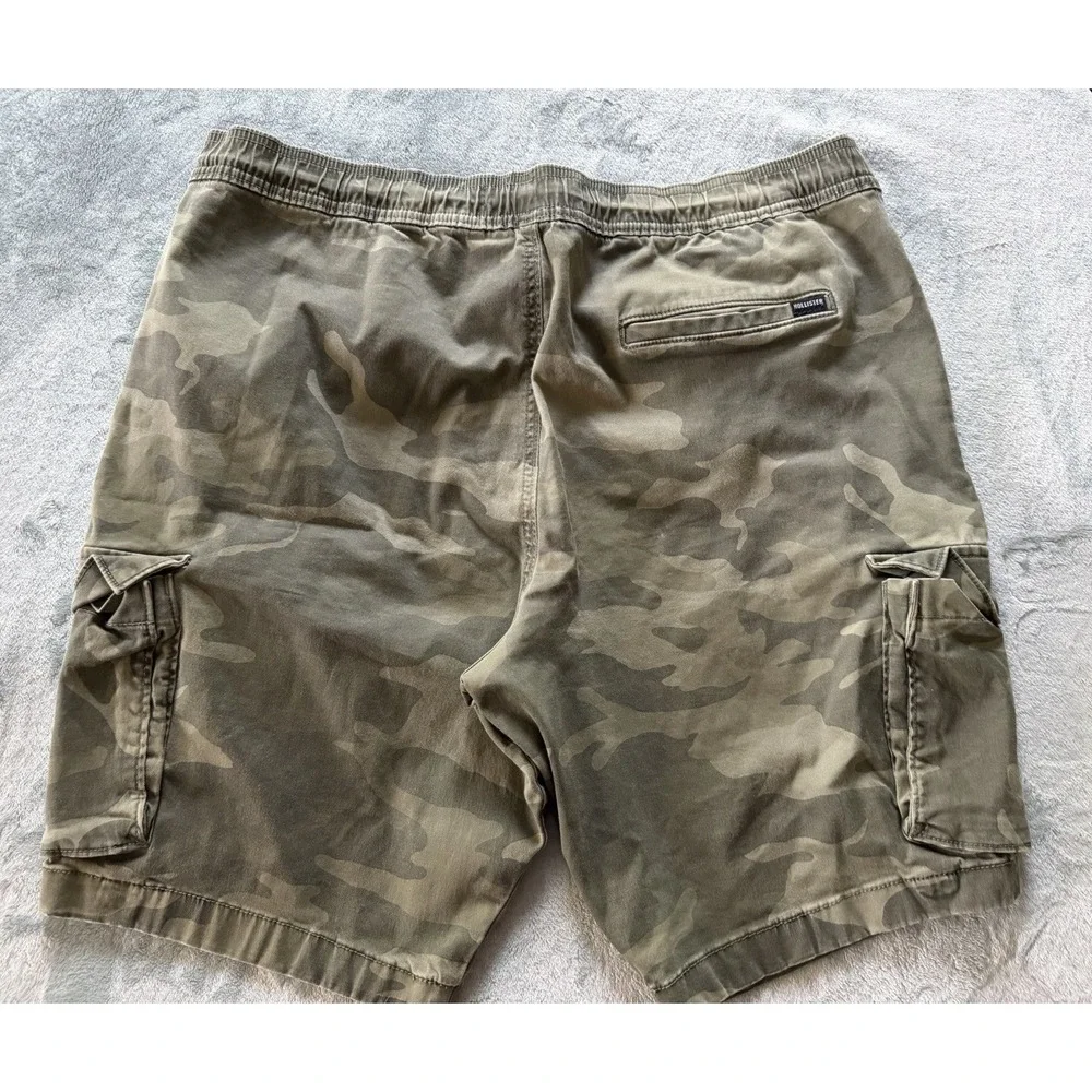 Hollister Men's California Jogger Cargo Shorts Camo Green Stretch Size XXL